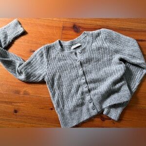 Shrunken Crew Button-Up Ribbed Cardigan